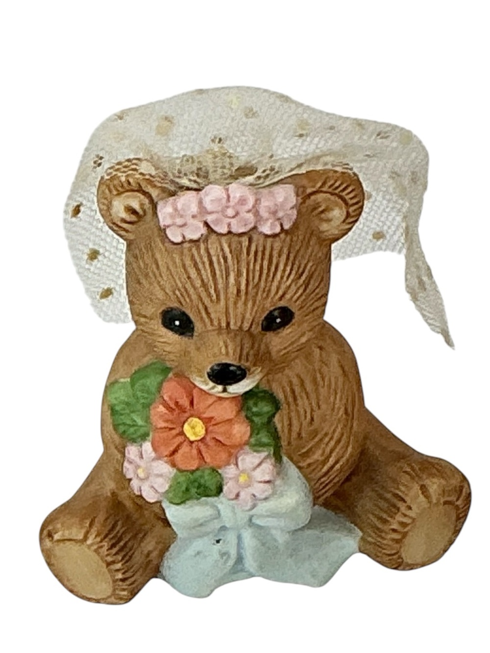 Vintage Bride Teddy Bear Hand Painted Porcelain 1413 Homco Figurine Collectible - Picture 5 of 16